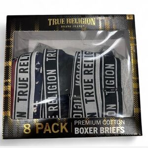 True Religion Premium Cotton Boxer Briefs 8-Pack - Black and Gray